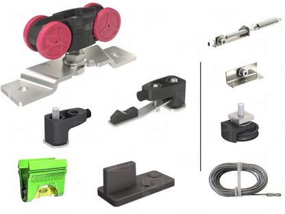 Synchronisation kit for 2 opposing 80 kg doors